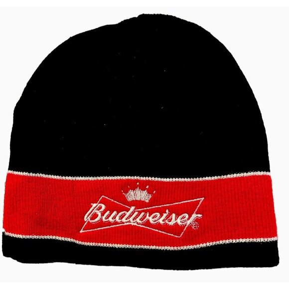 Budweiser Beer Beanie Black Knit Hat Skull Cap One Size NASCAR Dale Earnhardt Jr - Picture 1 of 6